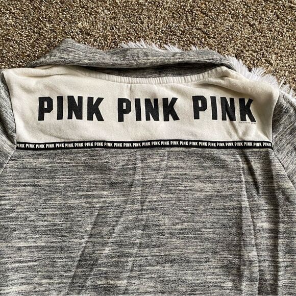 Victoria’s Secret PINK Quarter Zip Pullover Sweatshirt Gray Womens Size Small - Picture 5 of 9